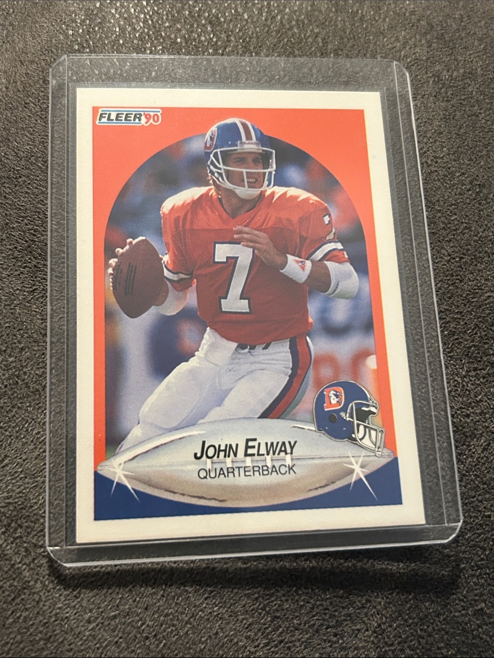 Fleer 1990 John Elway Football Trading Card - Orange/White